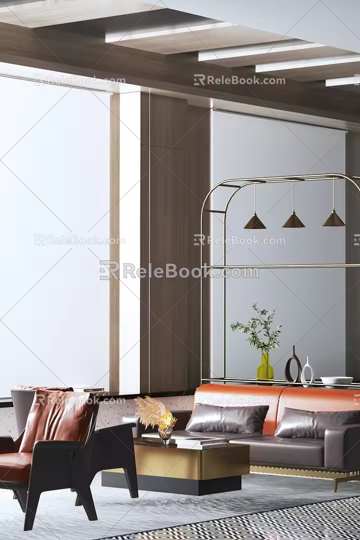 Light Luxury Reception Rest Sofa 3d model