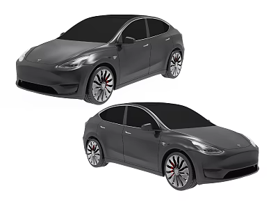 Two Black Modern Cars With Sleek Body Design And Stylish Rims 3d model
