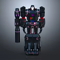 Black Robot Character With Purple Red Details And Mechanical Armor Structure 3d model
