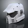 Futuristic White Protective Helmet With Structured Hard Shell And Face Shield For Sci Fi Attire 3d model