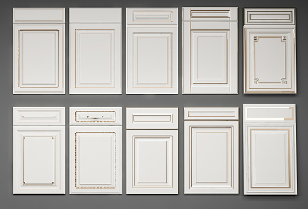 Modern wardrobe door solid wood cabinet door panel combination 3d model