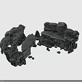 Gray Rock Scene Components With Stacked Stone Blocks Rock Platforms And Scattered Stones