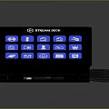 Stream Deck Control Device With Black Panel Blue Illuminated Customizable Icons And Buttons