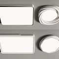 Modern White Ceiling Lights With Square And Round Shapes For Home Interior Design 3d model