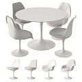 Modern Dining Table and Chairs Set With Round Table Curved Chair Design Sleek Legs