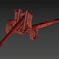 Vintage Military Cannon Artillery with Wheels and Long Metal Barrel