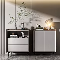 Modern Bedside Tables With Drawers Cabinet Doors Green Plant Table Lamp And Books