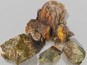 stone rock cliff ore gold mine deciduous stone forest ground mountain stone ground moss stone gobi desert stone pile sand 3d model