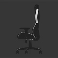Modern Black And White Leather Gaming Chair With Adjustable Armrests And Swivel Wheels