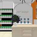 Modern Mall Store Interior With Shelves Displaying Goods Decorative Cabinets And Tile Floor