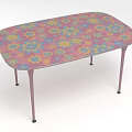 Pink Floral Dining Table with Colorful Flower Patterns and Pink Legs Design