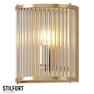 Elegant Gold Wall Lamp With Vertical Stripes Shade And Warm Illumination 3d model