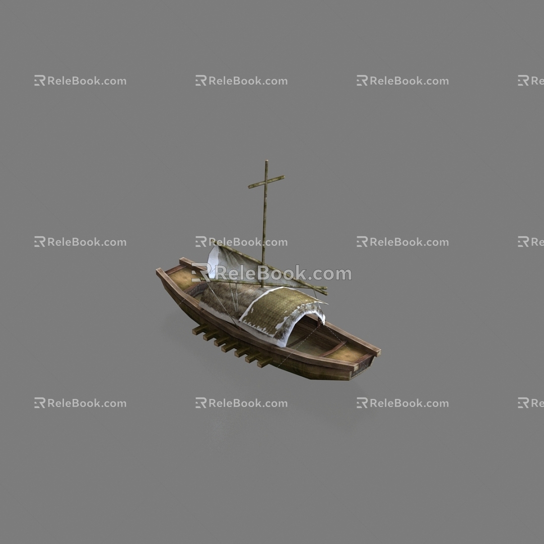 Chinese boat wooden boat boat boat boat boat boat ancient boat by the river 3d model