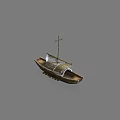 Classic Wooden Boat with Tall Mast Canvas Sail and Handcrafted Hull Details