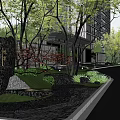 Scenic Entrance Gate Surrounded By Lush Trees Pond Wooden Bridge And Lanterns