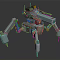 Mechanical Spider Robot Character With Multi Legged Body Red Eye And Armored Structure