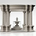 Decorative Stone Garden Ornament Featuring Columns And Central Fountain Design