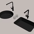 Black Kitchen Sinks Round And Rectangular With Faucets And Drainer Baskets