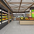 Fresh Fruit Store Interior With Well Arranged Shelves And Various Fruits
