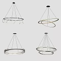 Modern Minimalist Chandeliers With Wavy Interlocking And Transparent Circular Rings Design 3d model
