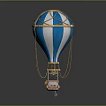 Colorful Blue And White Striped Hot Air Balloon Amusement Equipment With Golden Decorations