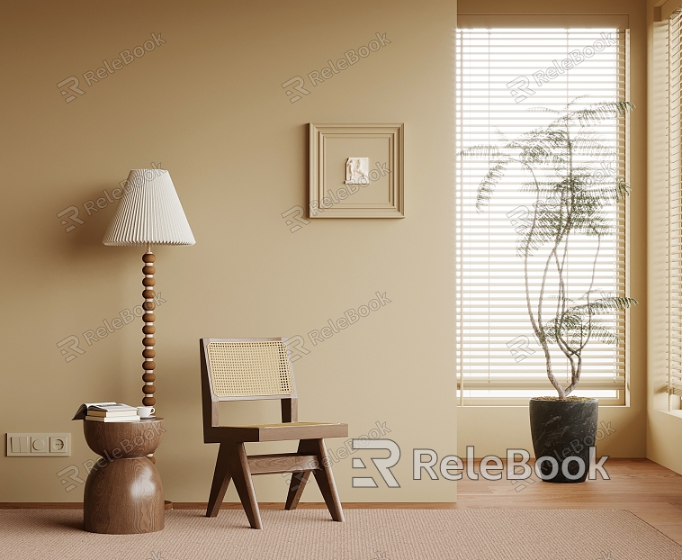 Leisure chair green plant floor lamp model