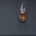 Classic Brown Ceramic Vase With White Flowers Decoration For Modern Home Decor