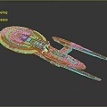 Red And Blue Cosmic Spaceship 3D Model With Detailed Structure For Space Exploration