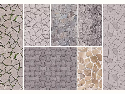 Garden Paving With Various Natural Stone Patterns And Decorative Textures 3d model
