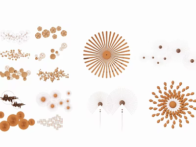 Modern Decorative Wall Decor With Geometric Circular And Fan Shaped Wooden Art Pieces 3d model