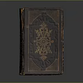 Intricately Carved Antique Book Cover With Ornate Gold Patterns And Leather Binding