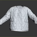 White Quilted Jacket With Diamond Pattern Long Sleeves Pockets And Buttons 3d model