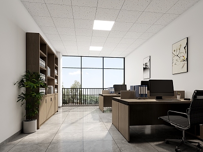 Ordinary Office Multi-person Office Staff Office File Cabinet Office Desk and Chair Simple Ordinary 3d model