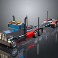 Heavy Duty Flatbed Truck With Modern Design Red Blue Accents And Multiple Wheels
