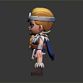 3D Cartoon Man With Blonde Braided Hair Blue Circular Headband And Feather Decorated Outfit