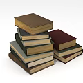 Stacked Books With Various Colored Covers And Different Sizes On White Background 3d model
