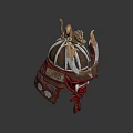 Samurai Helmet With Fanged Red Mask And Dragon Ornament Traditional Design