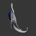 Silver Phoenix Tiara with Large Central Blue Gemstone Small Blue Stones Sparkling Diamonds and Crystals
