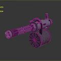 3D Sci Fi Weapon Model With Mechanical Structure Blue Glowing Lights And Wheel Base 3d model