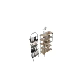 Modern Bookshelf With Wooden Shelves Metal Frame Books Photo Frames And Decorative Vases