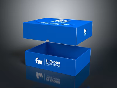 Household Product Blue Packaging Box with FW Flavour Worldwide Logo Open Design 3d model