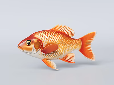 Vibrant Orange And Red Goldfish With Shiny Scales In Aquarium Tank Environment 3d model