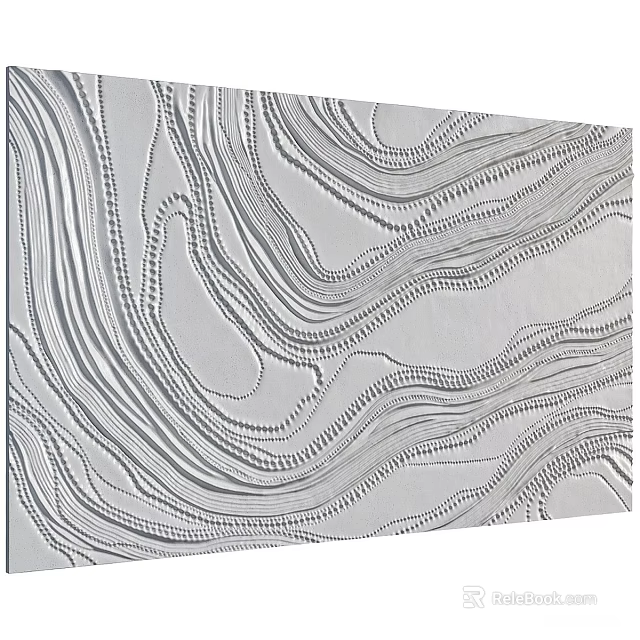 Silver Wall Decor With Wavy Lines And Intricate Texture Patterns 3d model 
