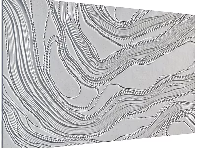 Silver Wall Decor With Wavy Lines And Intricate Texture Patterns 3d model