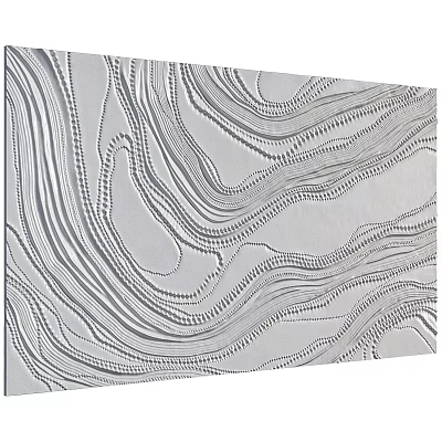 Silver Wall Decor With Wavy Lines And Intricate Texture Patterns 3d model