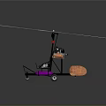 Detailed Helicopter Model With Rotor Blade Landing Gear And Orange Seat Wheels