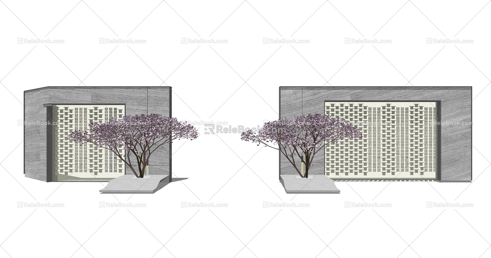 New Chinese style landscape wall landscape wall 3d model