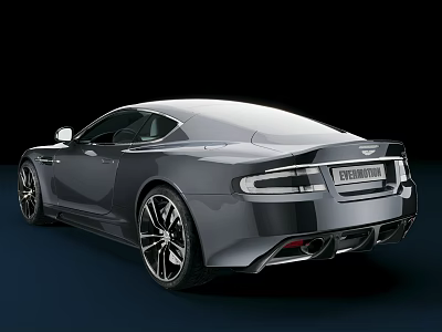Aston Martin Silver Sports Car Rear View With Sleek Design And Alloy Wheels 3d model