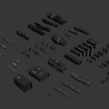 Sci-Fi Character Equipment With Various Mechanical Parts Cylindrical And Block Structures 3d model
