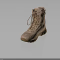 Tan High Top Boots With Laces Side Zipper And Thick Durable Sole For Outdoor Wear